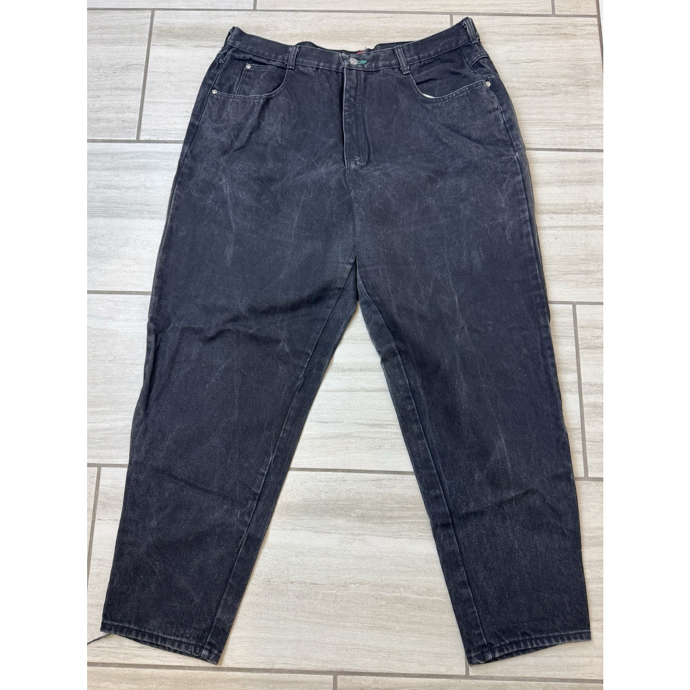 Vintage Womens Tapered Jeans Plus Size 24(40X32) Black Denim Y2k Made in USA‎